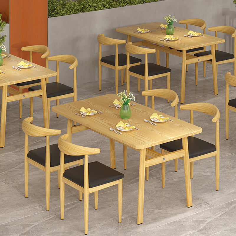 Contemporary Rectangle Wooden Dining Table with 4 Steel Foot