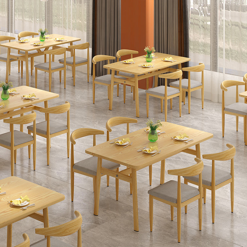 Contemporary Rectangle Wooden Dining Table with 4 Steel Foot