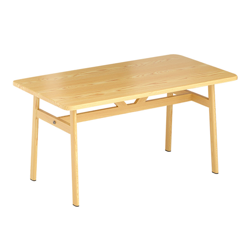 Contemporary Rectangle Wooden Dining Table with 4 Steel Foot