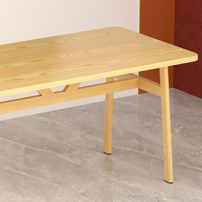 Contemporary Rectangle Wooden Dining Table with 4 Steel Foot