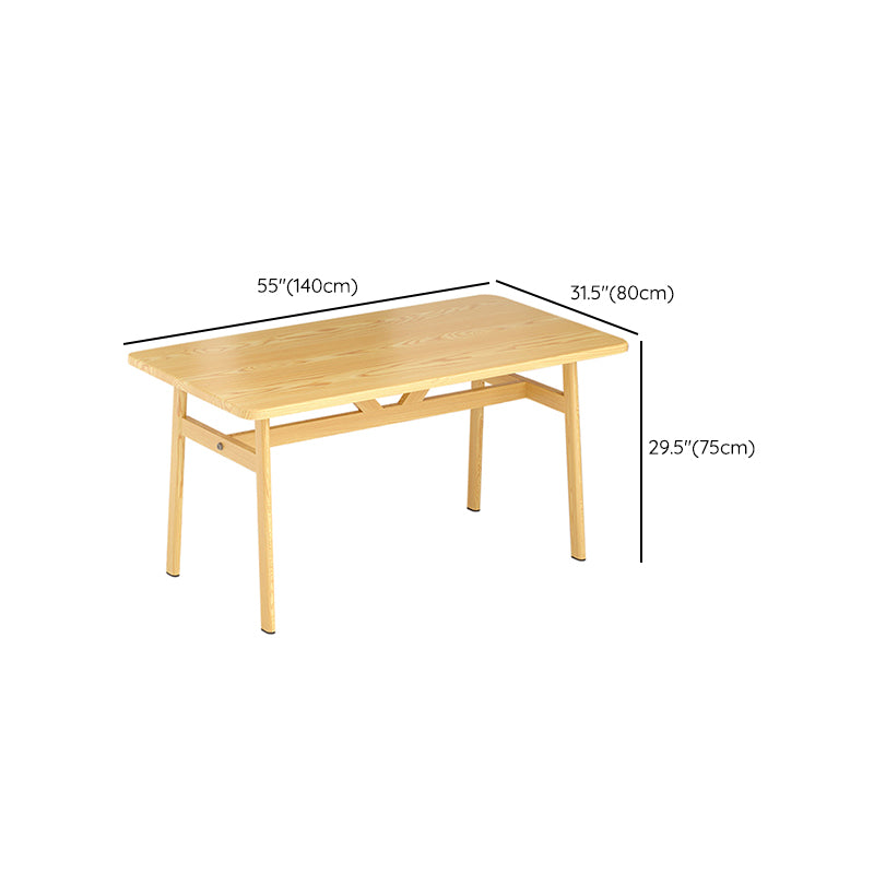 Contemporary Rectangle Wooden Dining Table with 4 Steel Foot