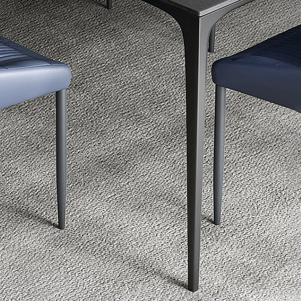 Modern Rectangular Grey Stone Top Dining Table with 4 Black Legs