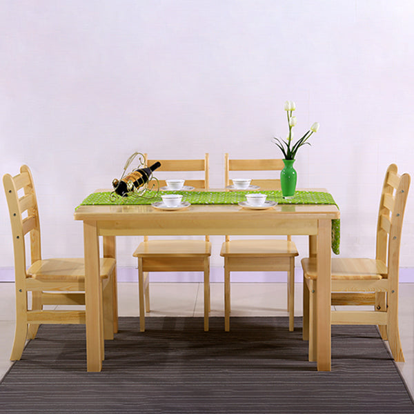 Modern Pine Natural Rectangular Top Dining Table with 4 Legs