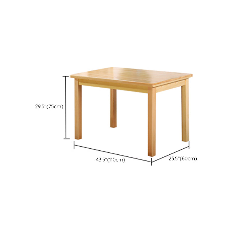 Modern Pine Natural Rectangular Top Dining Table with 4 Legs