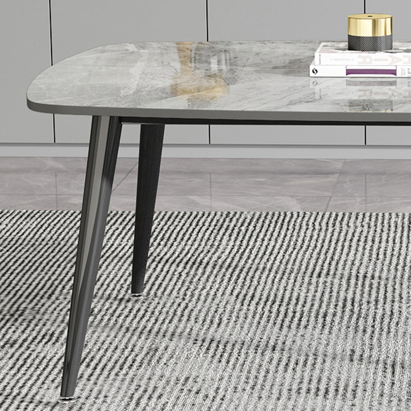Luxury Rectangular Stone Top Dining Table with 4 Gold & Black Steel Legs