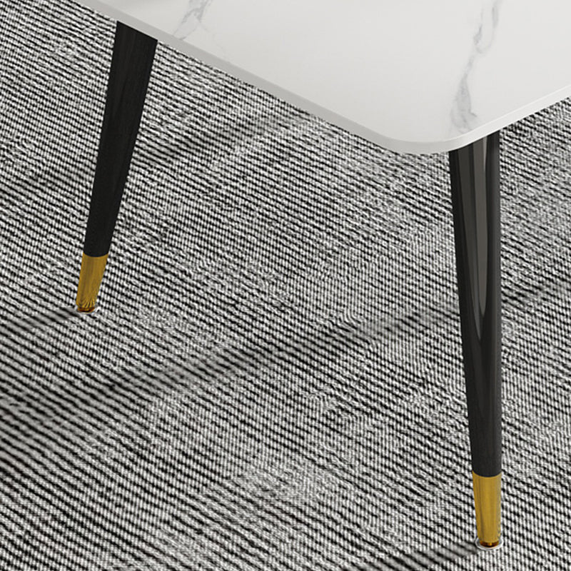 Luxury Rectangular Stone Top Dining Table with 4 Gold & Black Steel Legs