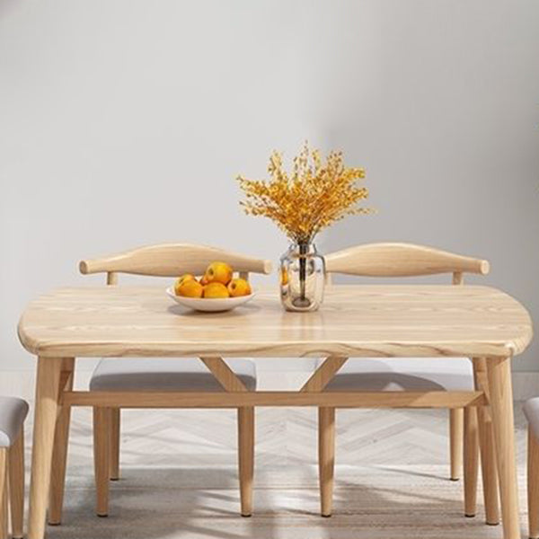 Contemporary Rectangular Wooden Dining Table with Iron Trestle for 2-4 People