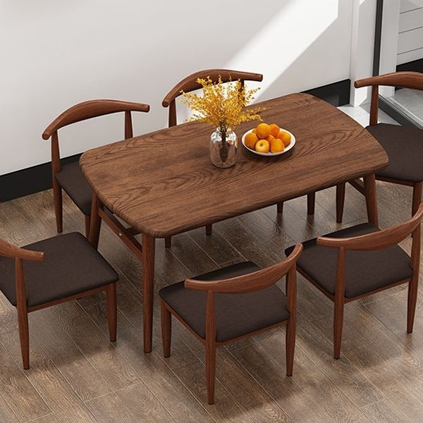 Contemporary Rectangular Wooden Dining Table with Iron Trestle for 2-4 People