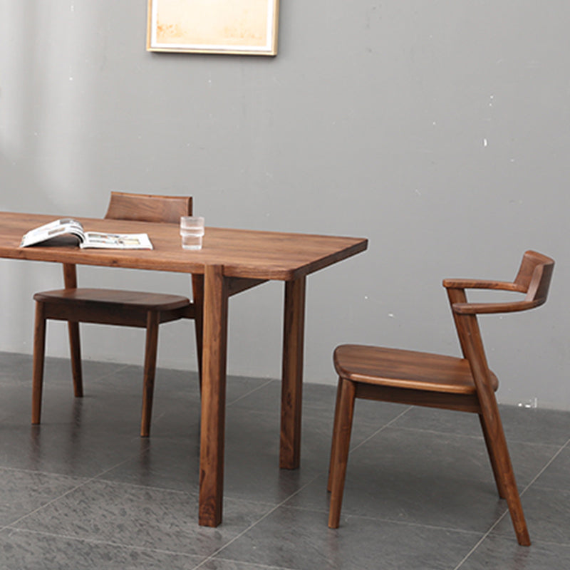 Brown Walnut Wood 1/5 Pcs Dinette Set with Rectangle Dining Table and Wooden Chairs