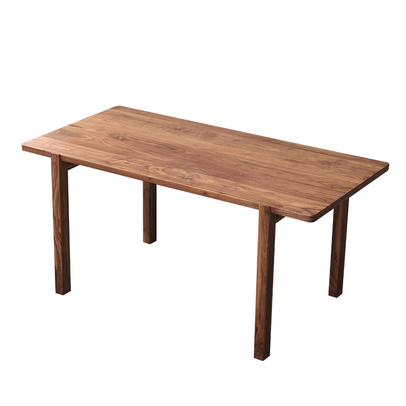 Brown Walnut Wood 1/5 Pcs Dinette Set with Rectangle Dining Table and Wooden Chairs