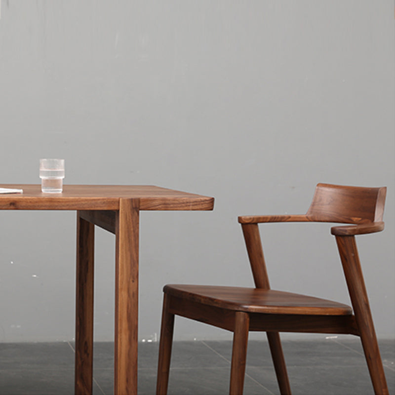 Brown Walnut Wood 1/5 Pcs Dinette Set with Rectangle Dining Table and Wooden Chairs