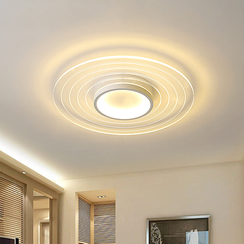 White Ultra-Thin Disk Flushmount Simple 16.5"/20.5"/24.5" W LED Acrylic Flush Lighting in Warm/White Light for Bedroom