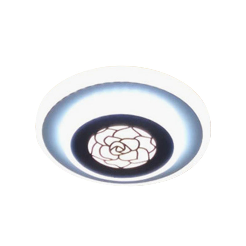 Circle Flushmount Lighting Contemporary Acrylic LED White Flush Mounted Lamp with Rose Pattern