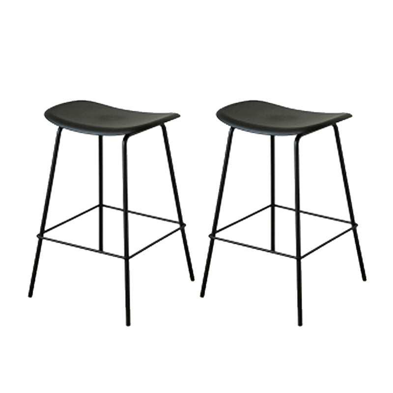 Contemporary Contoured Seat Armless Bar Stools with Metal Legs