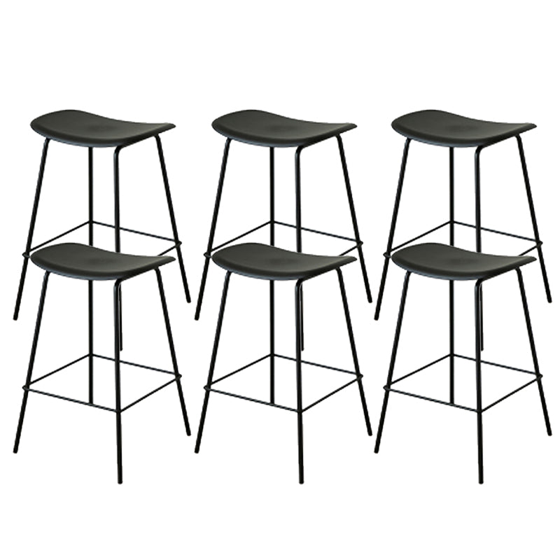 Contemporary Contoured Seat Armless Bar Stools with Metal Legs