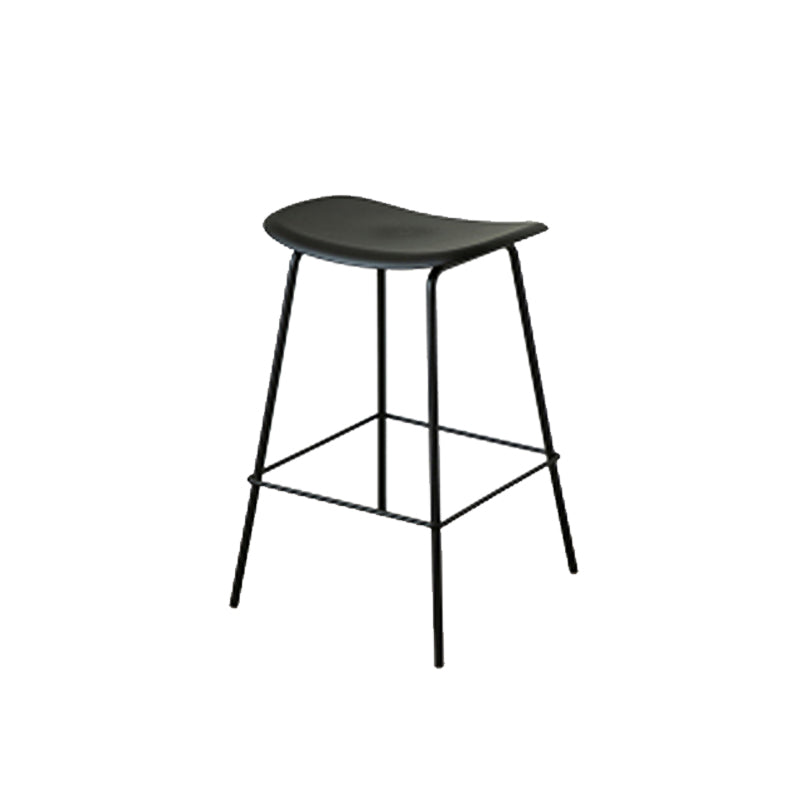 Contemporary Contoured Seat Armless Bar Stools with Metal Legs