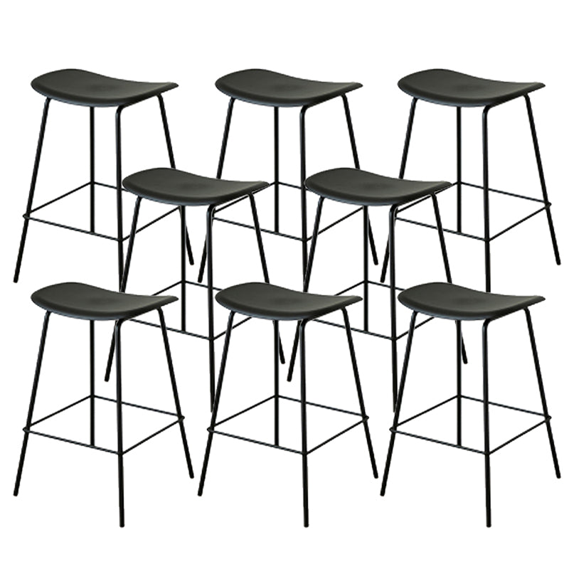 Contemporary Contoured Seat Armless Bar Stools with Metal Legs