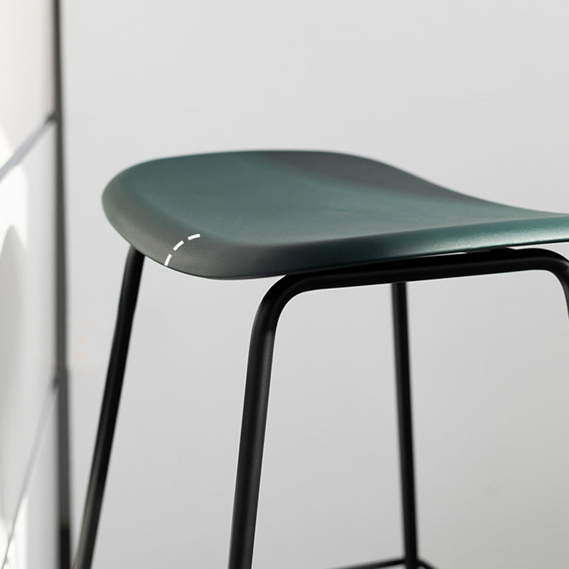 Contemporary Contoured Seat Armless Bar Stools with Metal Legs