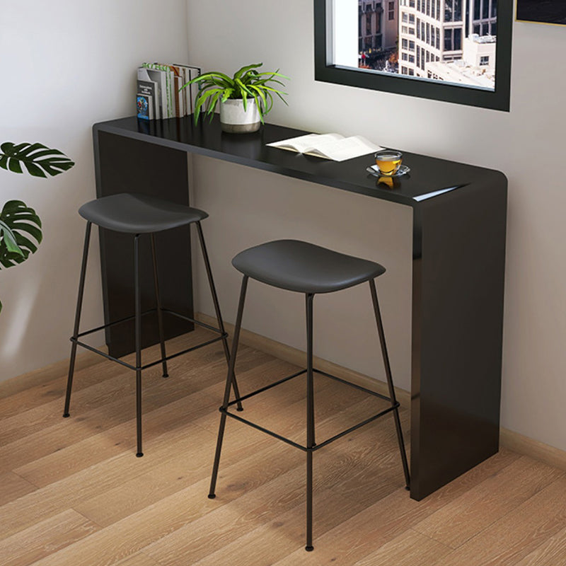 Contemporary Contoured Seat Armless Bar Stools with Metal Legs