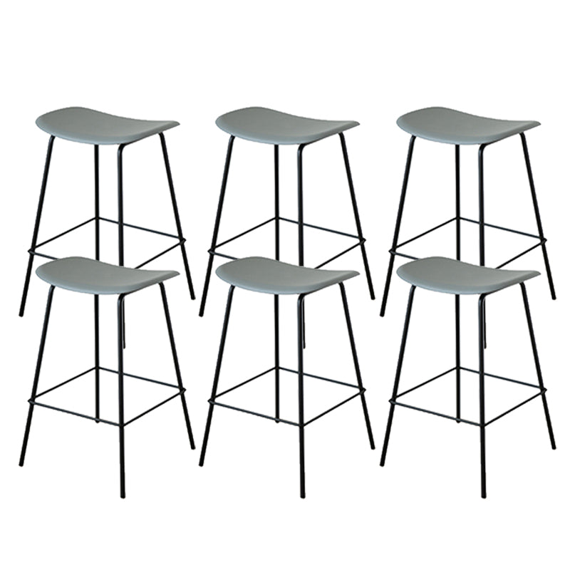 Contemporary Contoured Seat Armless Bar Stools with Metal Legs
