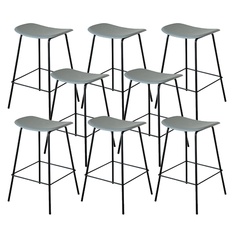 Contemporary Contoured Seat Armless Bar Stools with Metal Legs