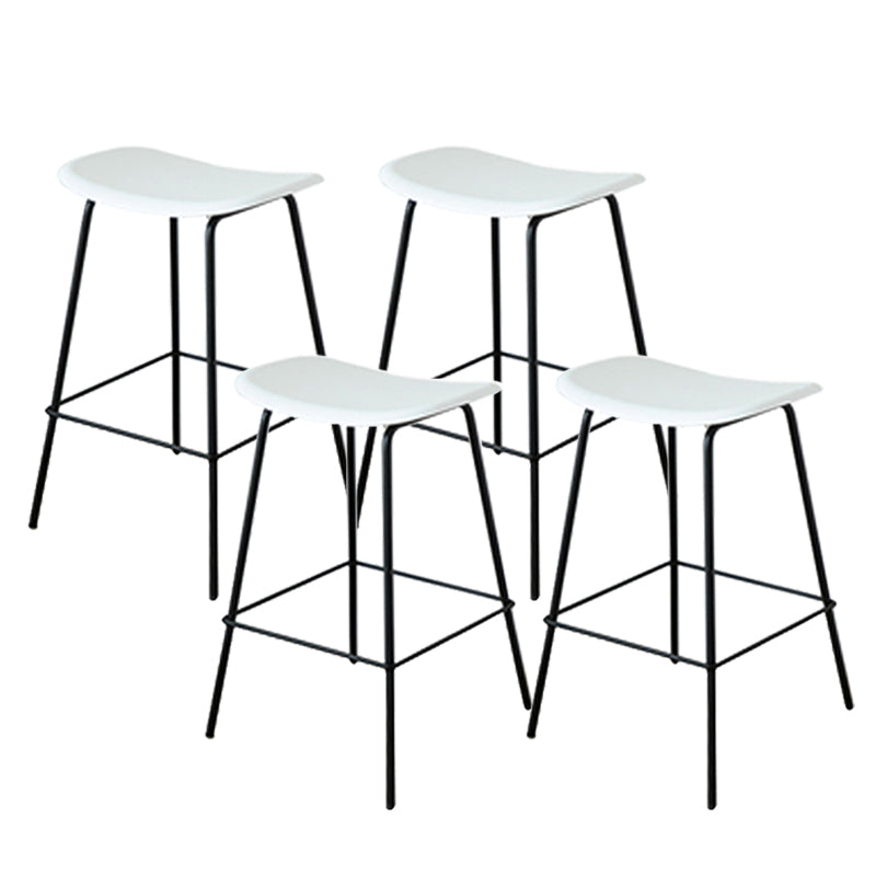 Contemporary Contoured Seat Armless Bar Stools with Metal Legs