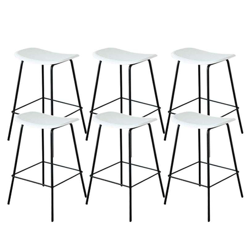Contemporary Contoured Seat Armless Bar Stools with Metal Legs