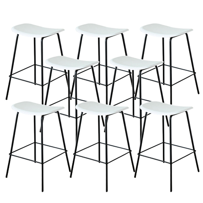 Contemporary Contoured Seat Armless Bar Stools with Metal Legs