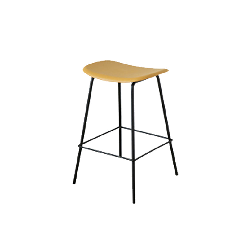 Contemporary Contoured Seat Armless Bar Stools with Metal Legs