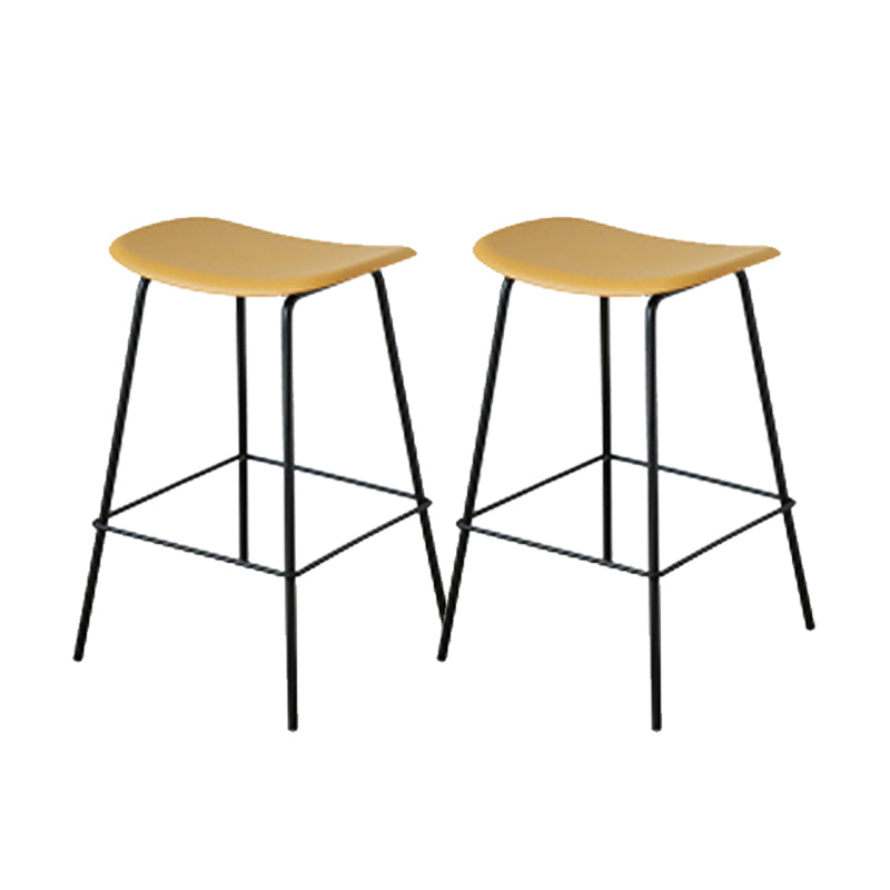 Contemporary Contoured Seat Armless Bar Stools with Metal Legs