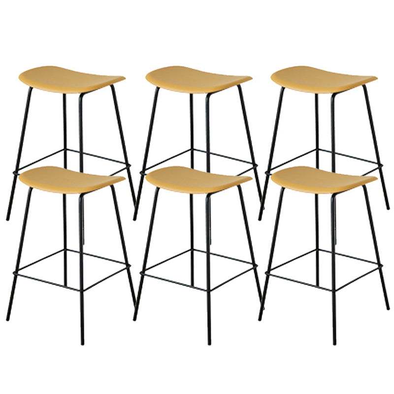 Contemporary Contoured Seat Armless Bar Stools with Metal Legs
