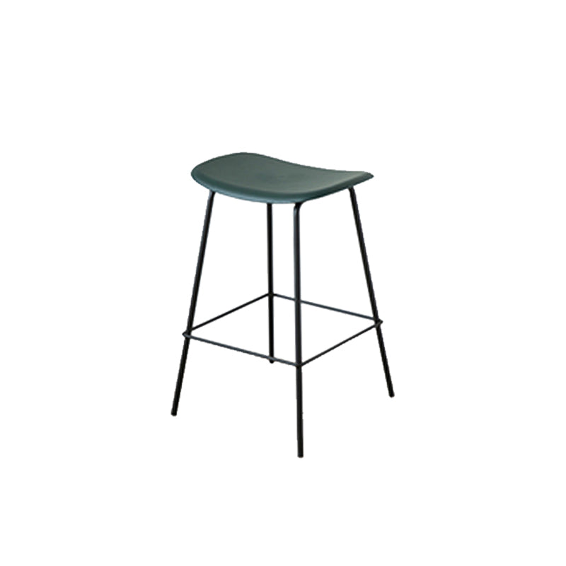 Contemporary Contoured Seat Armless Bar Stools with Metal Legs