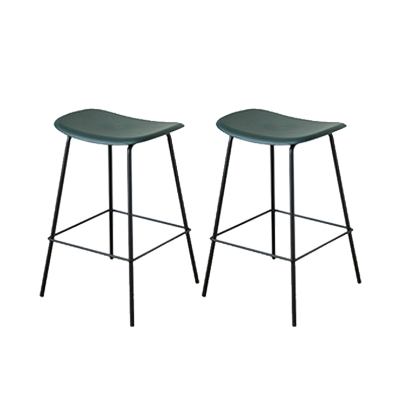 Contemporary Contoured Seat Armless Bar Stools with Metal Legs
