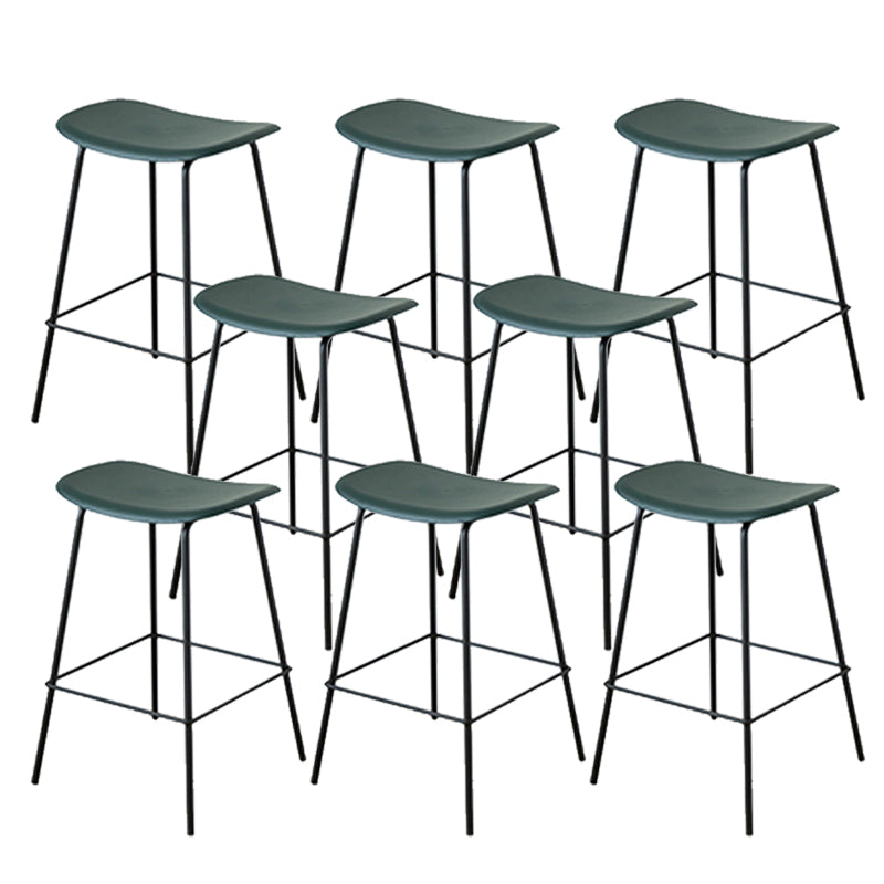 Contemporary Contoured Seat Armless Bar Stools with Metal Legs