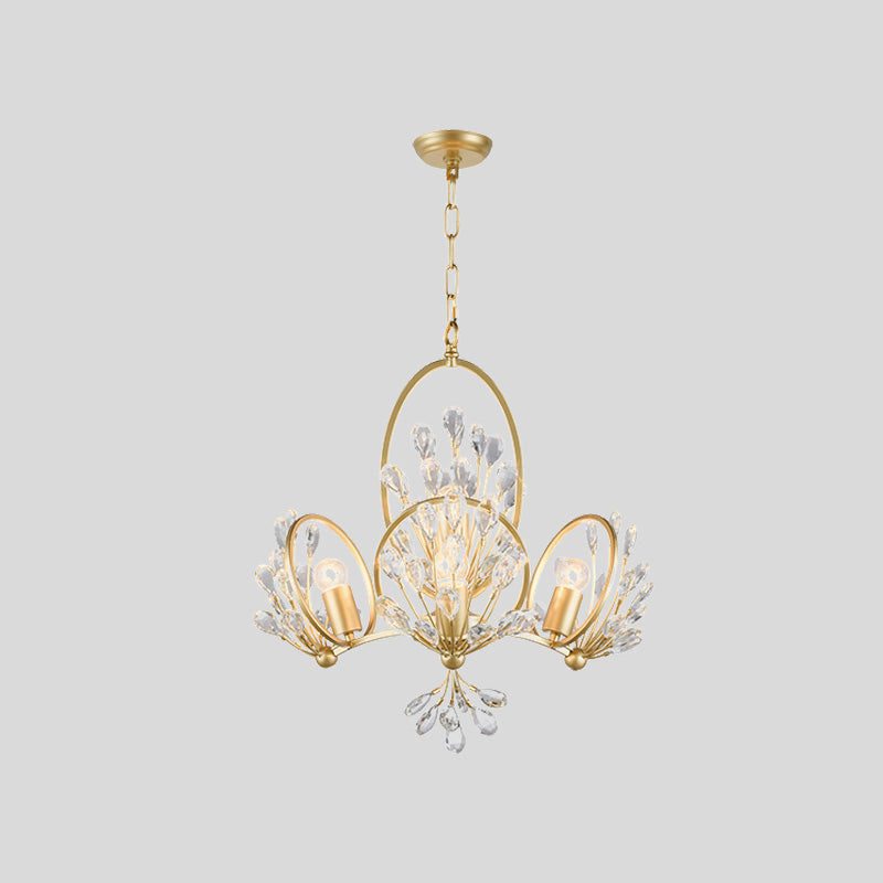 Lampada il lampadario in cristallo a 3 bulbina lampada retrò petali in oro tavolo pendente sospeso