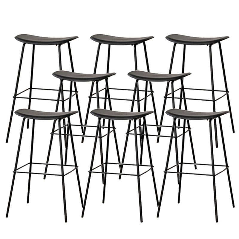 Contemporary Contoured Seat Armless Bar Stools with Metal Legs