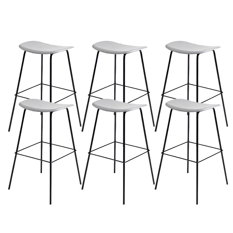Contemporary Contoured Seat Armless Bar Stools with Metal Legs