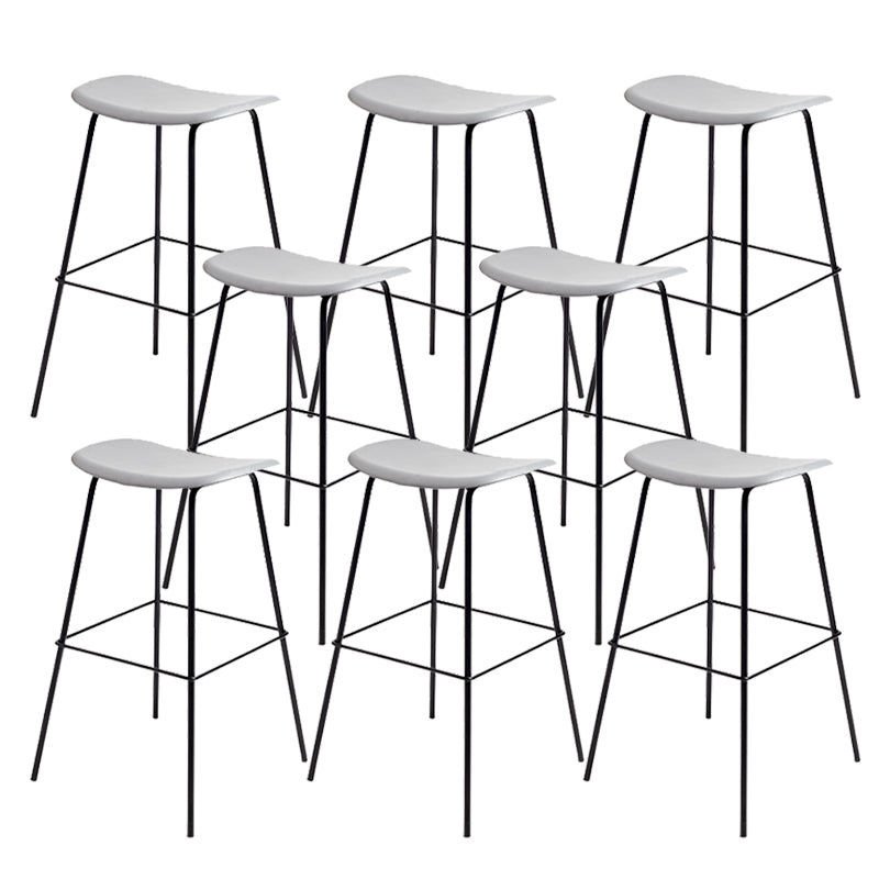 Contemporary Contoured Seat Armless Bar Stools with Metal Legs