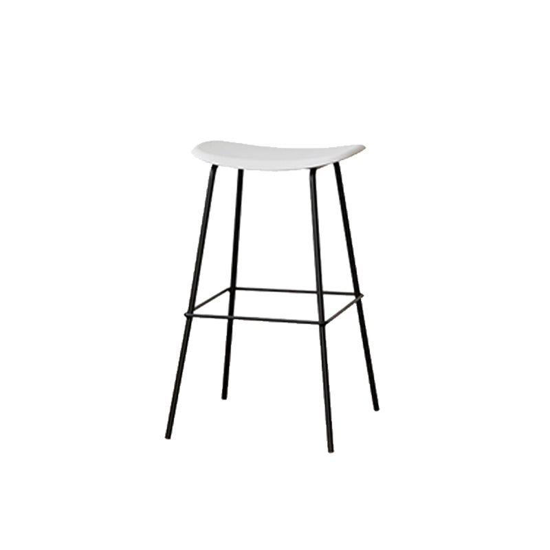 Contemporary Contoured Seat Armless Bar Stools with Metal Legs