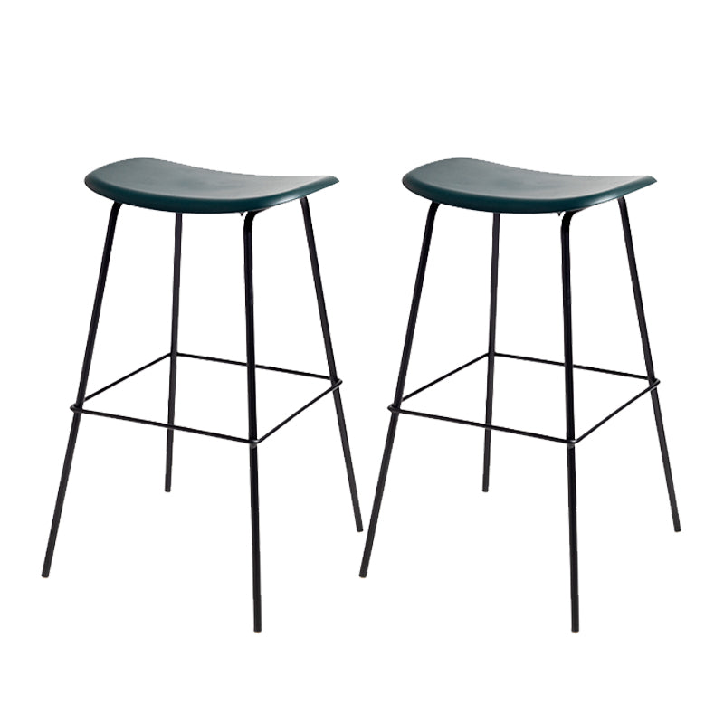 Contemporary Contoured Seat Armless Bar Stools with Metal Legs