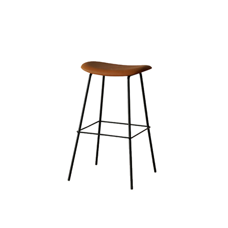 Contemporary Contoured Seat Armless Bar Stools with Metal Legs