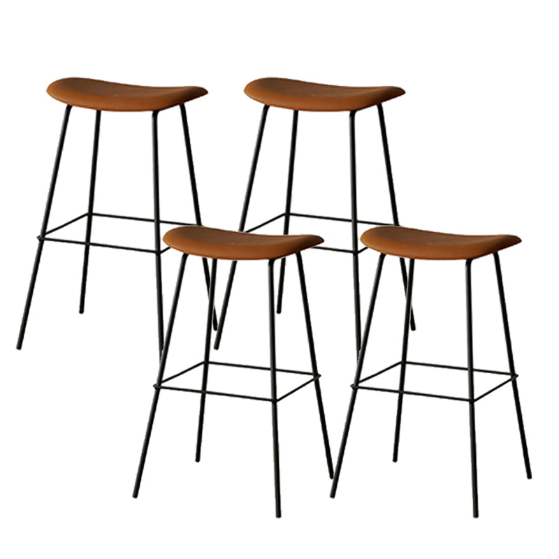 Contemporary Contoured Seat Armless Bar Stools with Metal Legs