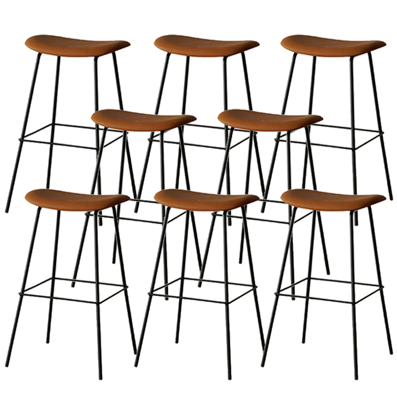 Contemporary Contoured Seat Armless Bar Stools with Metal Legs