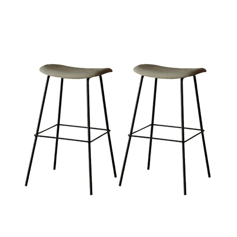 Contemporary Contoured Seat Armless Bar Stools with Metal Legs