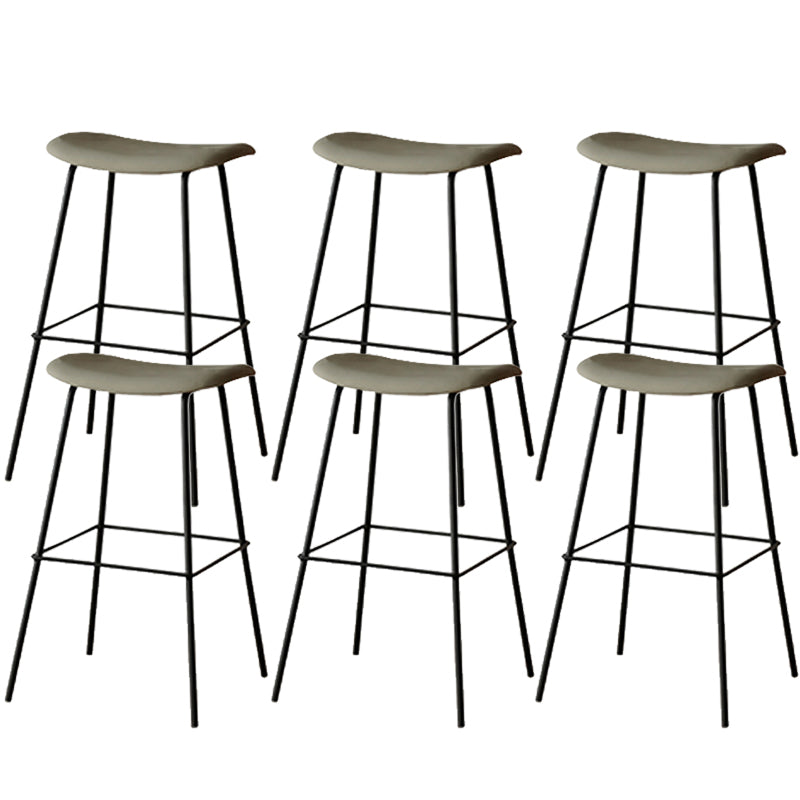 Contemporary Contoured Seat Armless Bar Stools with Metal Legs