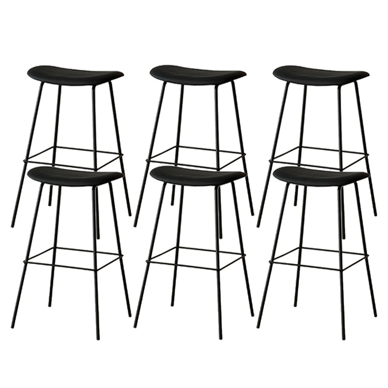 Contemporary Contoured Seat Armless Bar Stools with Metal Legs