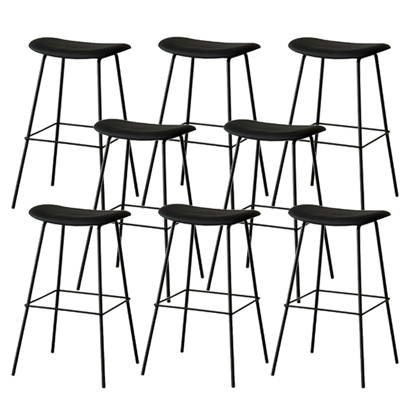 Contemporary Contoured Seat Armless Bar Stools with Metal Legs