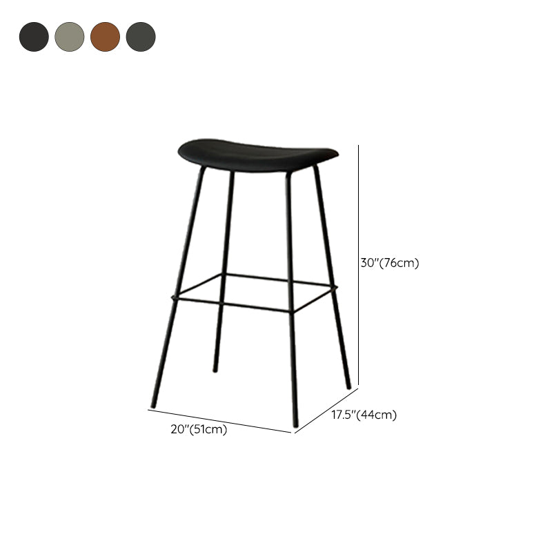Contemporary Contoured Seat Armless Bar Stools with Metal Legs