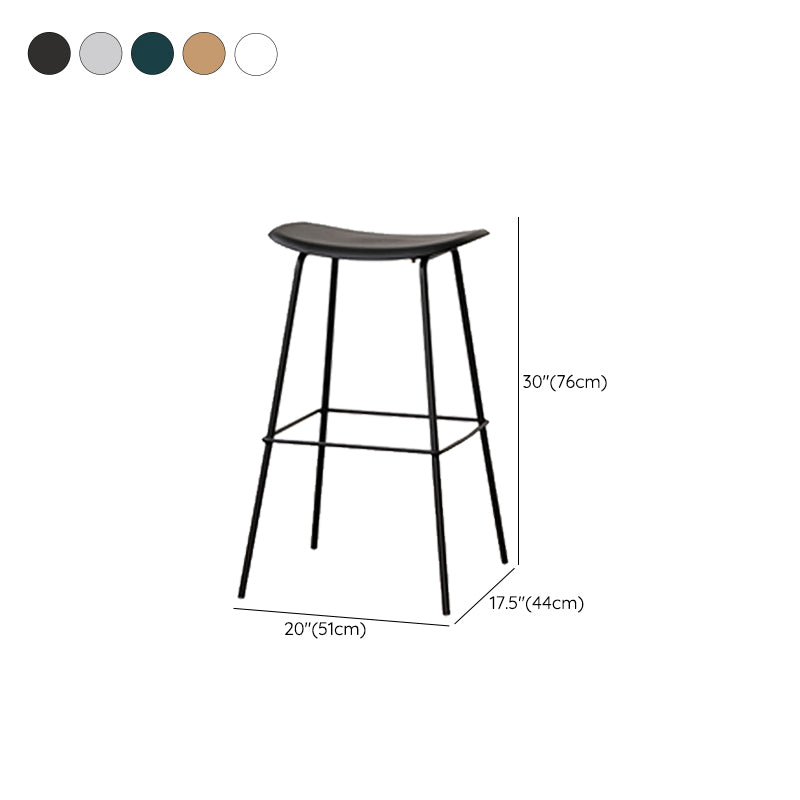 Contemporary Contoured Seat Armless Bar Stools with Metal Legs