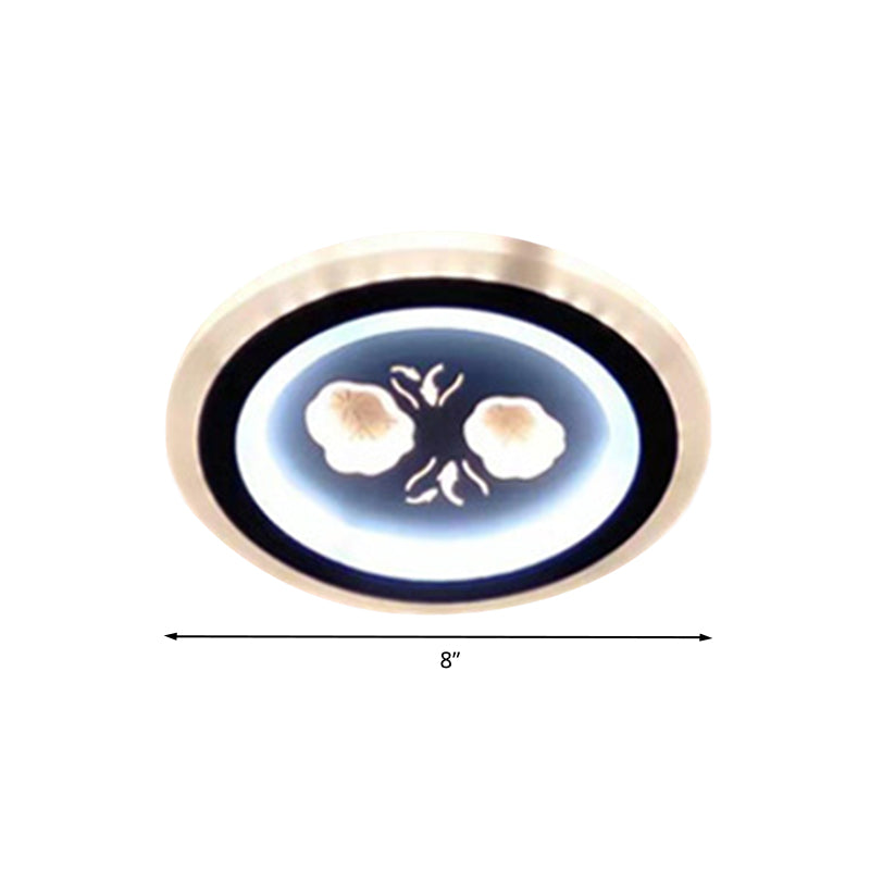 Schwarzes Quadrat/Rundbündige Halterung Moderne LED Acryl Korridor Flush Lampe mit Blume Muster